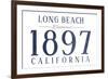 Long Beach, California - Established Date (Blue)-Lantern Press-Framed Art Print