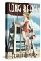 Long Beach, California - Lifeguard Pinup-Lantern Press-Stretched Canvas