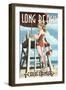 Long Beach, California - Lifeguard Pinup-Lantern Press-Framed Art Print