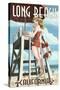 Long Beach, California - Lifeguard Pinup-Lantern Press-Stretched Canvas