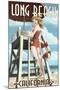 Long Beach, California - Lifeguard Pinup-Lantern Press-Mounted Art Print