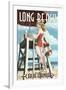 Long Beach, California - Lifeguard Pinup-Lantern Press-Framed Art Print