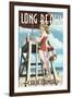 Long Beach, California - Lifeguard Pinup-Lantern Press-Framed Art Print
