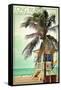 Long Beach, California - Lifeguard Shack and Palm-Lantern Press-Framed Stretched Canvas