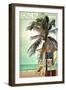 Long Beach, California - Lifeguard Shack and Palm-Lantern Press-Framed Art Print
