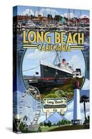 Long Beach, California - Montage 2-Lantern Press-Stretched Canvas