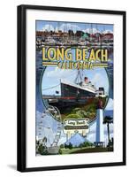 Long Beach, California - Montage 2-Lantern Press-Framed Art Print