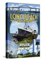 Long Beach, California - Montage 3-Lantern Press-Stretched Canvas