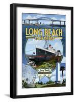 Long Beach, California - Montage 3-Lantern Press-Framed Art Print