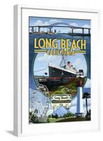 Long Beach, California - Montage 3-Lantern Press-Framed Art Print