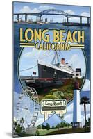 Long Beach, California - Montage 3-Lantern Press-Mounted Art Print