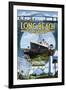 Long Beach, California - Montage-Lantern Press-Framed Art Print