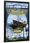 Long Beach, California - Montage-Lantern Press-Framed Art Print