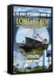 Long Beach, California - Montage-Lantern Press-Framed Stretched Canvas