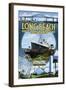 Long Beach, California - Montage-Lantern Press-Framed Art Print