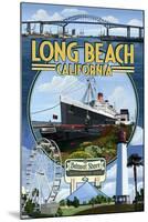 Long Beach, California - Montage-Lantern Press-Mounted Art Print