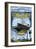 Long Beach, California - Montage-Lantern Press-Framed Art Print