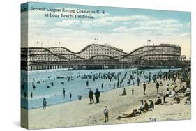 Long Beach, California - Panoramic View of the Roller Coaster-Lantern Press-Stretched Canvas