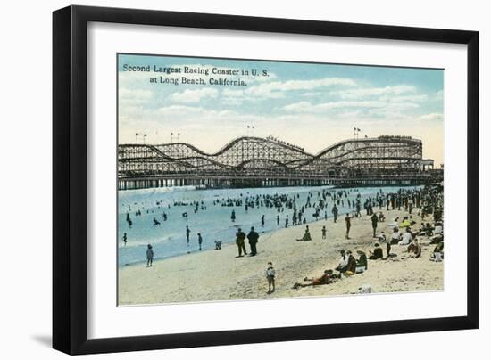 Long Beach, California - Panoramic View of the Roller Coaster-Lantern Press-Framed Art Print