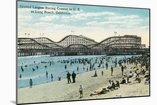 Long Beach, California - Panoramic View of the Roller Coaster-Lantern Press-Mounted Art Print