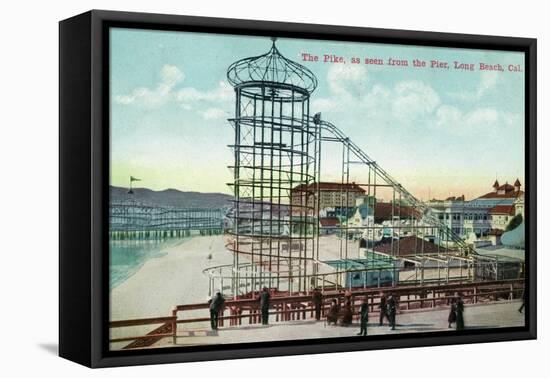 Long Beach, California - Pier View of the Pike-Lantern Press-Framed Stretched Canvas