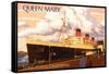 Long Beach, California - Queen Mary-Lantern Press-Framed Stretched Canvas