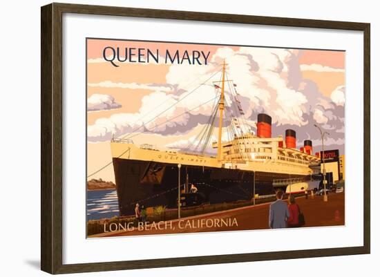 Long Beach, California - Queen Mary-Lantern Press-Framed Art Print