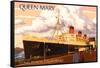 Long Beach, California - Queen Mary-Lantern Press-Framed Stretched Canvas
