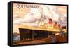 Long Beach, California - Queen Mary-Lantern Press-Framed Stretched Canvas