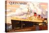 Long Beach, California - Queen Mary-Lantern Press-Stretched Canvas