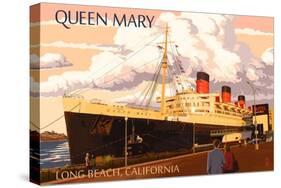 Long Beach, California - Queen Mary-Lantern Press-Stretched Canvas