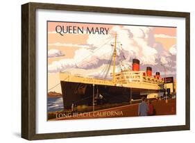 Long Beach, California - Queen Mary-Lantern Press-Framed Art Print