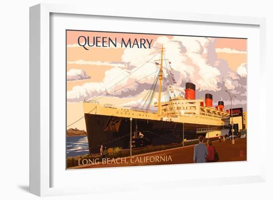 Long Beach, California - Queen Mary-Lantern Press-Framed Art Print