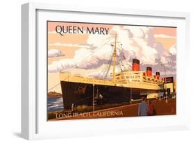 Long Beach, California - Queen Mary-Lantern Press-Framed Art Print