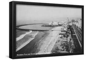 Long Beach, California Rainbow Pier And Ocean Blvd. Photograph - Long Beach, CA-null-Framed Poster