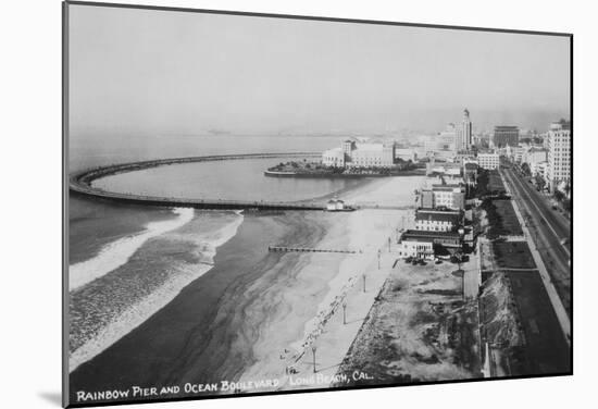 Long Beach, California Rainbow Pier And Ocean Blvd. Photograph - Long Beach, CA-null-Mounted Poster