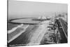 Long Beach, California Rainbow Pier and Ocean Blvd. Photograph - Long Beach, CA-Lantern Press-Stretched Canvas