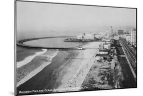 Long Beach, California Rainbow Pier and Ocean Blvd. Photograph - Long Beach, CA-Lantern Press-Mounted Art Print