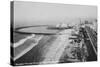 Long Beach, California Rainbow Pier and Ocean Blvd. Photograph - Long Beach, CA-Lantern Press-Stretched Canvas