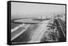 Long Beach, California Rainbow Pier and Ocean Blvd. Photograph - Long Beach, CA-Lantern Press-Framed Stretched Canvas