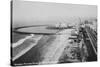 Long Beach, California Rainbow Pier and Ocean Blvd. Photograph - Long Beach, CA-Lantern Press-Stretched Canvas