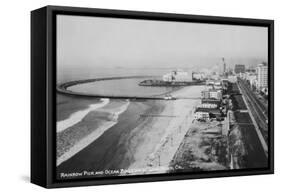 Long Beach, California Rainbow Pier and Ocean Blvd. Photograph - Long Beach, CA-Lantern Press-Framed Stretched Canvas