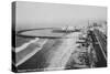 Long Beach, California Rainbow Pier and Ocean Blvd. Photograph - Long Beach, CA-Lantern Press-Stretched Canvas