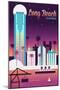 Long Beach, California - Retro Skyline Chromatic Series - Lantern Press Artwork-Lantern Press-Mounted Art Print