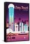 Long Beach, California - Retro Skyline Chromatic Series - Lantern Press Artwork-Lantern Press-Framed Stretched Canvas