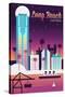 Long Beach, California - Retro Skyline Chromatic Series - Lantern Press Artwork-Lantern Press-Stretched Canvas