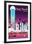 Long Beach, California - Retro Skyline Chromatic Series - Lantern Press Artwork-Lantern Press-Framed Art Print