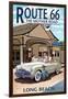 Long Beach, California - Route 66 - Service Station-Lantern Press-Framed Art Print