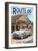 Long Beach, California - Route 66 - Service Station-Lantern Press-Framed Art Print