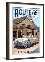 Long Beach, California - Route 66 - Service Station-Lantern Press-Framed Art Print
